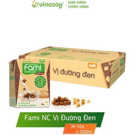 Sữa đậu nành Fami vị đường đen hộp 200ml (36H/T)